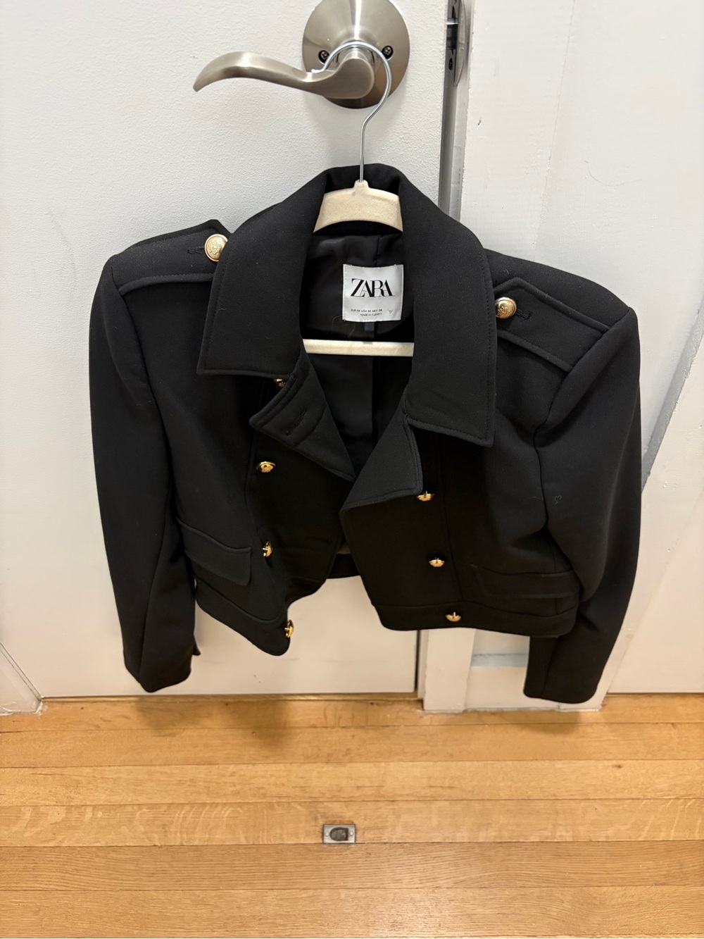 ZARA Black Military-Style Cropped Jacket
